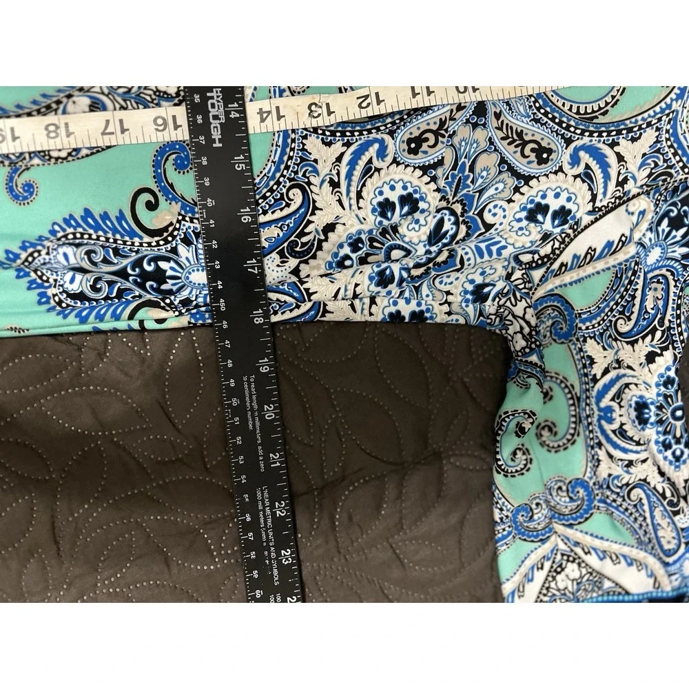 Teal Blue White Beige‎ Paisley Artsy Career Professional Office Dress L